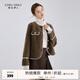 秋水伊人經(jīng)典圓領(lǐng)小香風(fēng)短款皮草冬季新款女裝小個(gè)子外套 咖啡 XL