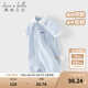 戴維貝拉（DAVE＆BELLA）新生兒針織爬服2025夏裝新款男寶寶衣服嬰兒連體衣小童睡衣包屁衣 藍(lán)底印花【現(xiàn)貨】 73cm （建議身高66-73cm）