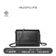 INJOYLIFE春夏新款絎縫單肩包中性鏈條包小眾軟皮斜挎流浪小方包 黑色