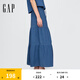 Gap女裝2025夏季新款輕薄分層長款純棉蛋糕裙半身裙美版718011 中度水洗 M 美碼  XL亞洲碼170/96A