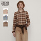 Teenie Weenie小熊女學(xué)院風(fēng)復古格紋棉襯衫2025年秋新款格子上衣 棕色 S