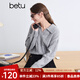 百圖betu女裝冬季新款毛衣翻領(lǐng)提花寬松休閑舒適毛衣女2410T39 灰色 L