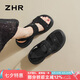ZHR涼鞋女時尚厚底休閑運動風(fēng)單涼鞋女夏季外穿增高女鞋 KY36 黑色37