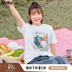 MsShe【天絲棉】大碼女裝2025夏季胖mm巨顯瘦印花閃粉短袖T恤上衣 純白色現(xiàn)貨 2XL
