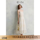 EIN夢(mèng)幻蕾絲假日 EIN言浪漫波浪繡花抽繩大擺吊帶連衣裙2025夏新款 象牙白 S