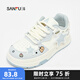 三福低幫板鞋女秋季活力萌趣星星小熊中厚底面包鞋女鞋839137 藍色 37 (235mm)
