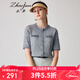 兆君2024秋季新款小香風(fēng)桑蠶絲短外套女氣質(zhì)流蘇圓領(lǐng)中袖針織上衣 灰藍色 L