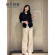 歐若婷雅休閑褲女秋季新款女裝套裝2025年時(shí)尚針織開衫衣服闊腿褲子兩件套 套裝 L