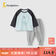童泰（TONGTAI）嬰兒長(cháng)袖套裝春季純棉寶寶衣服男童女童休閑外出上衣褲子童裝 藍色 90