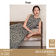 旅途原品ltyp 明星同款100支100%苧麻藝術(shù)印花背心裙休閑度假風(fēng)連衣裙秋 杏黑色-抽象印花 L