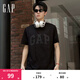 Gap男女裝2025春季新款純棉印花logo圓領(lǐng)修身短袖T恤美版856659 黑色 M 美碼 L亞洲碼180/96A
