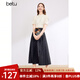 百圖betu女裝春夏新款襯衫優(yōu)雅國潮短袖襯衫新中式小衫女2403T52 淺杏色 M