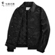 與狼共舞【夾棉&高效鎖溫】暗紋滿(mǎn)印PU翻領(lǐng)保暖工裝夾克男 001黑色 L
