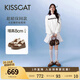 KISSCAT接吻貓女鞋趙昭儀/秦嵐同款8cm內(nèi)增高太妃糖厚底德訓運動小白鞋 慕斯棕 37 (235mm)
