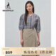 beanpole濱波  春夏新款女士泡泡紗格子圓領(lǐng)七分袖襯衫 藏青色 S 160/84A