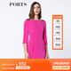 PORTS寶姿 春季新品女裝中袖中長收腰連衣裙YLV8D173NWB002 玫紅色 M (6)