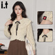 :CHOCOOLATE  it女裝打底衫甜美學院風娃娃領(lǐng)修身毛衣女法式珍珠扣氣質(zhì)針織衫 黃色 均碼