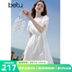 百圖betu女裝2025夏季新款短袖連衣裙重工刺繡收腰顯瘦裙子女2505T75 白色 XS