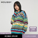 moussy【新復古回潮】 復古菱形圖案圣誕氛圍厚款毛衣028FAZ70-5100 115花紋藍色 均碼