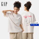 Gap【成毅代言】女裝2025純棉logo印花短袖T恤寬松休閑上衣727407 米色 M (165/84A) 亞洲尺碼
