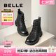 百麗（Belle）七夕禮物舒適馬丁靴女商場款真皮時尚靴B7E2DDD4 黑色-單里 39 (245mm)