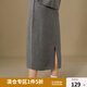獨束大碼女裝設計感針織連帽套裝2024冬季新品通勤衛(wèi)衣半裙兩件套 高級灰-半裙 2XL (尺碼：4) (尺碼：4)