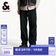 杰克·瓊斯（JACK&JONES）男裝秋季潮流加絨褲子傘兵褲工裝褲男直筒寬松休閑褲蓄熱保暖男褲 E40 黑色 M 偏大，建議拍小一碼