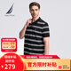 諾帝卡（NAUTICA）【單件直降】男裝夏季棉氨混紡柔軟透氣休閑條紋短袖POLO男KE3204 黑色0TB（232） M