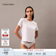 Calvin Klein內衣25夏季女士休閑簡(jiǎn)約ck刺繡純棉圓領(lǐng)短袖T恤家居服QS7328 100-月光白 L