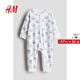 H&M童裝男嬰女嬰家居服套裝秋季印花睡衣連身衣1248949 白色/樹懶 66 66/48