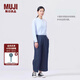 無印良品（MUJI）女式棉漢麻牛仔寬版褲女款褲子長褲25年夏季女裝丹寧回潮BE1X0A5S 深藏青色 M （160/66A）