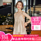 美標(biāo)真絲吊帶短褲睡衣套裝女夏100%桑蠶絲性感絲綢蕾絲花邊打底家居服 灰粉 XL （170/92A）