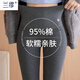 蘭繆（LAMIU）純棉打底褲女士外穿2025年新款豎條紋保暖加絨加厚毛絨棉褲秋冬款 450克深灰色-0-15°C穿 適合身高155-167cm S 80-95斤