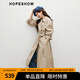 紅袖韓系高級感風衣春季2025新款女裝復式插肩雙排扣翻領氣質長款外套 卡其038 L