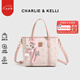 CHARLIE&KELLI CK品牌輕奢女包托特包包女款2025年手提水桶包單肩斜挎七夕禮物 粉色【京倉配送 品牌禮袋】