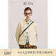 EIN時髦知識分子 EIN言輕氧棉麻立體裁剪箱型學(xué)院風(fēng)西裝外套女春新款 白堊色 S
