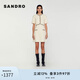 SANDRO經(jīng)典款女裝法式甜美木耳邊粗花呢白色連衣裙SFPRO03308 淡褐色 34
