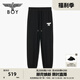 BOY LONDON春夏男女同款休閑褲撞色印花一字袋束腳褲N15003 黑色 M