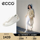 愛步（ECCO）牛皮簡約系帶舒適休閑板鞋 柔酷零點女鞋220253 白色/灰白色38
