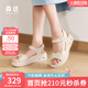 森達涼鞋女款2025夏季新款商場(chǎng)同款簡(jiǎn)約舒適厚底休閑鞋XLY02BL5 米白 38
