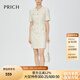 PRICH小香風(fēng)粗花呢圓領(lǐng)半袖連衣裙2024夏新款通勤女裙秋季穿搭女套裝裙 64乳白色711N S 160