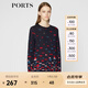 PORTS寶姿 秋冬新品女裝色塊拼接撞色毛針織衫LA9K508JKW001 丈青混色 XS