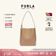 芙拉（FURLA）【限時優(yōu)惠】MIANOVA牛皮大號女士上班通勤大容量單肩包水桶包 褐色