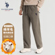 U.S. POLO ASSN.休閑褲男秋冬季保羅運動(dòng)褲子燈芯絨加絨保暖直筒衛褲 卡其 XL