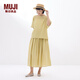 無印良品（MUJI）女式 強(qiáng)捻短袖罩衫t恤上衣女款內(nèi)搭女裝25年夏季純棉BCE92C5S 黃色 S （155/80A）