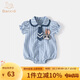 班喜迪嬰兒衣服夏季薄款夏日嬰幼兒女寶寶連體衣公主包屁衣夏裝外出爬服 藍(lán)色 80cm