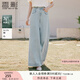 香影淺色天絲牛仔直筒褲女2025夏季新款長(cháng)褲寬松水洗大褲腳闊腿褲 牛仔藍 M 160/84A/95-110斤