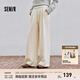 森馬（Semir）休閑褲女冬季寬松打褶仿呢闊腿褲垂感2025新款百搭慵懶糯米褲 白色調(diào)00411 L