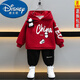 迪士尼（Disney）男童加絨套裝新款寶寶衣服秋冬兒童衛(wèi)衣過年服中小童保暖連帽兩件 酒紅色熊貓掛件套裝(春秋) 110碼 建議3-4歲 體重30-35斤