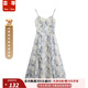 蕓蕁裙子女夏季2025新款蕓蕁法式復(fù)古扎染碎花吊帶裙套裝女夏氣質(zhì)收腰 水墨印花吊帶連衣裙單件/無(wú)腰帶 M (建議90-105斤)